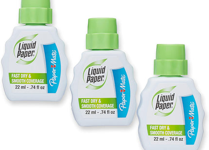 Paper Mate Liquid Paper - Correction Fluid - Fast Dry - White - Large 0.74 fl oz (Pack Of 3)