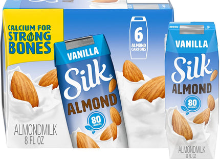 Silk Shelf-Stable Almond Milk Singles, Vanilla, Dairy-Free, Vegan, Non-GMO Project Verified, 8 Oz, (Pack Of 18)