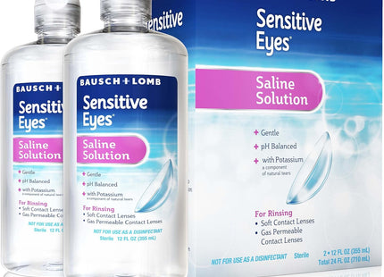 Sensitive Eyes Contact Lens Solution by Bausch & Lomb Saline Solution for Sensitive Eyes, Soft Contact & Gas Permeable Lenses, 12 Fl Oz (355 ML) (Pack Of 1)