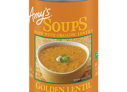 Amy's Soup, Vegan Golden Lentil Soup, Indian Dal, Organic Red Lentils and Yellow Split Peas, Canned Soup, 14.4 Oz (Pack Of 8)