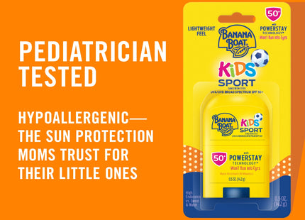 Banana Boat Kids Sport Broad Spectrum, Sunscreen Stick SPF50 Travel Size Sunscreen, 0.5 Ounce (Pack Of 12)