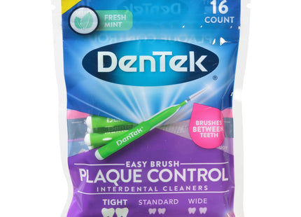 DenTek Easy Brush Oral Cleaners Extra Tight, Fresh Mint Green 16 Count (Pack Of 12)