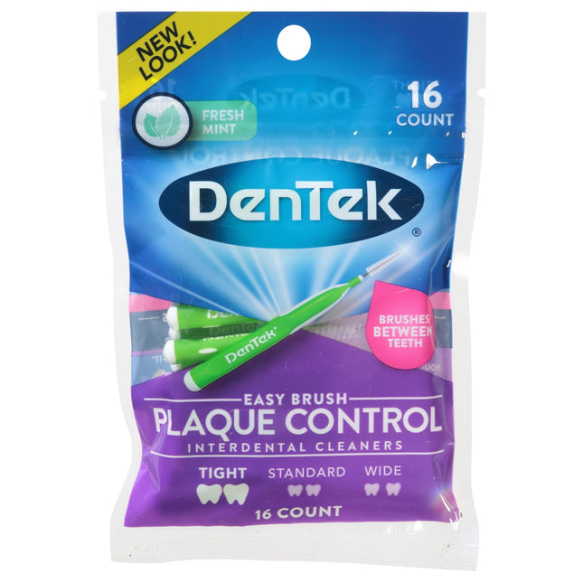 DenTek Easy Brush Oral Cleaners Extra Tight, Fresh Mint Green 16 Count (Pack Of 4)