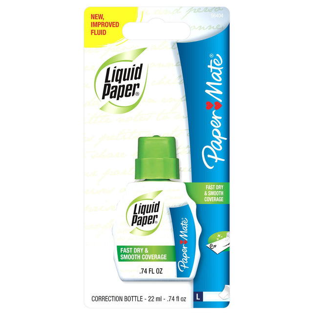 Paper Mate Liquid Paper - Correction Fluid - Fast Dry - White - Large 0.74 fl oz (Pack Of 6)