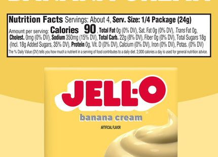 Jell-O Banana Cream, Artificial Flavored, Instant Pudding Mix & Pie Filling, No Artificial Sweeteners, 3.4 Ounce (Pack Of 1)