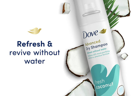 Dove Advanced Dry Shampoo Spray, Fresh Coconut, Absorbs Excess Oil, Refresh Without Water, 5 Ounce (Pack Of 2)