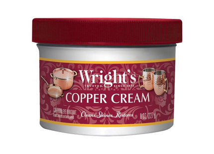 Wright's Copper and Brass Cream Polish, For Cleaning And Polishing Pots, Sinks, Mugs, Hardware, 8 Ounce (Pack Of 6)