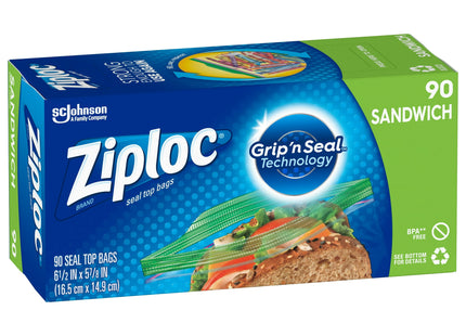 Ziploc Brand Storage Snack Bags, with Grip ’n Seal Technology, 90 count (Pack Of 1)