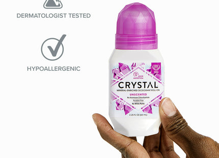 Crystal Natural Protection Roll-On, Body Deodorant, Unscented, Aluminum Chloride & Paraben Free, 2.25 Ounce (Pack Of 24)