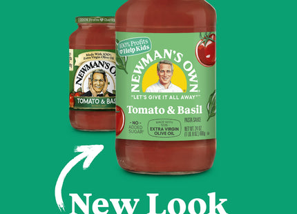 Newman's Own Tomato & Basil Bambolina Pasta Sauce, Extra Virgin Olive Oil, No Added Sugar, 24 Ounce (Pack Of 1)