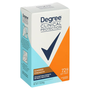 Degree Clinical Protection Summer Strength Antiperspirant & Deodorant, 72-Hour Sweat & Odor Protection 1.7 oz (Pack Of 10)