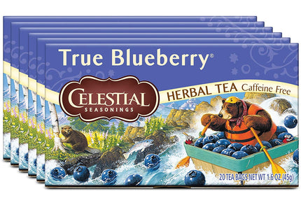 Celestial Seasonings Caffeine Free, Herbal Tea Bag, True Blueberry, 20 Count (Pack Of 6)