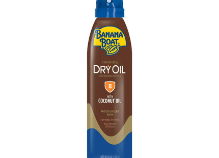 Banana Boat Tanning Dry Oil Clear Spray Sunscreen SPF8, Oxybenzone Free, 6 Ounce (Pack Of 12)