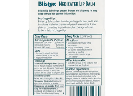 Blistex Medicated Lip Balm Stick, SPF 15, Anti-Aging, For Dryness, Chapping and Soothes Irritated Lips, 0.15 Ounce (Pack Of 8)