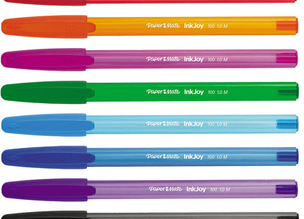 Paper Mate InkJoy 100ST, Medium Point, 1.0 mm, Ballpoint Pen, ASSORTED, 8 Count (Pack Of 12)