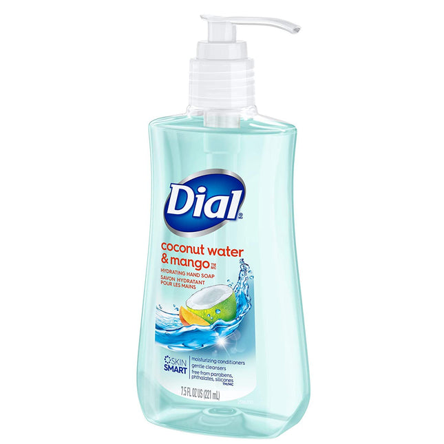 Dial Antimicrobial Liquid Hand Soap, Coconut Water & Mango, Pump Bottle, 7.5 fl Ounce (Pack Of 24)