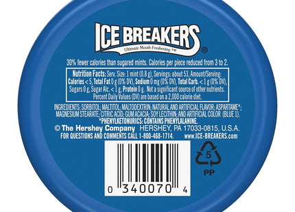 Ice Breakers cooling crystals, Sugar Free, Fresh Breath, Cool-Mint flavor, Mints Tin, 1.5 Ounce (Pack Of 8)