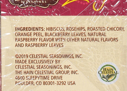 Celestial Seasonings Raspberry Zinger Naturally Caffeine-Free Herbal Tea, 20 Count (Pack Of 2)