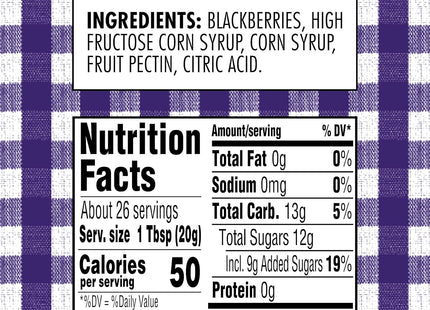 Smucker's Seedless Blackberry Jam, 12 Oz Jar(Pack Of 12)