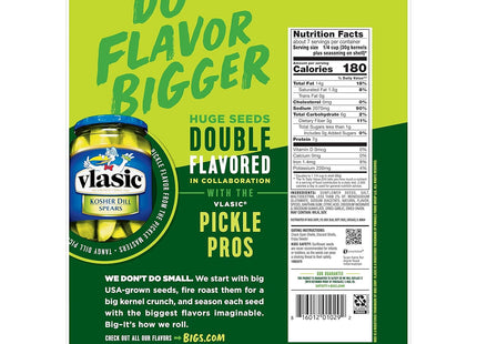 BIGS Vlasic Dill Pickle, Sunflower Seeds, Flavored, Keto Friendly Snack, Low Carb Lifestyle, 5.35 ounce (Pack Of 12)