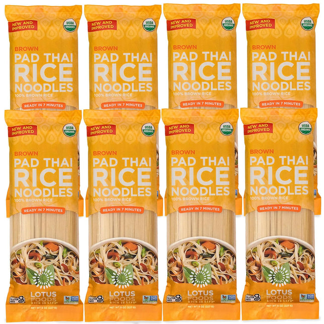 Lotus Foods Organic Brown Rice Pad Thai Asian Style Noodles, Stir Fry, Whole Grain, Non GMO, 8 Ounce (Pack Of 8)