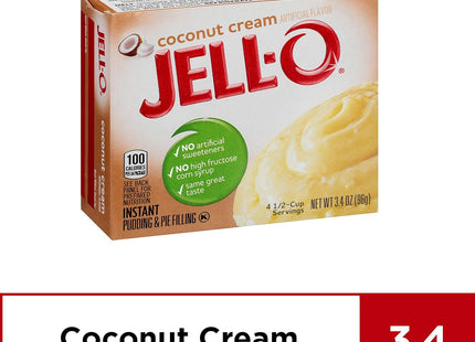 Jell-O Coconut Cream, Artificially Flavored, Instant Pudding & Pie Filling Mix, No Artificial Sweeteners, 3.4 Ounce (Pack Of 4)