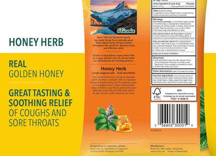 Ricola Honey Herb Herbal Cough Suppressant Throat Drops, 24 Count Bag (Pack Of 7)