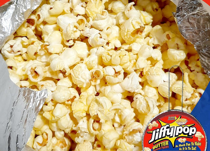 JIFFY POP Butter Flavored Popcorn Stovetop Popping Pan, Classic Butter Flavor Campfire Popcorn 4.5 Ounce (Pack Of 24)