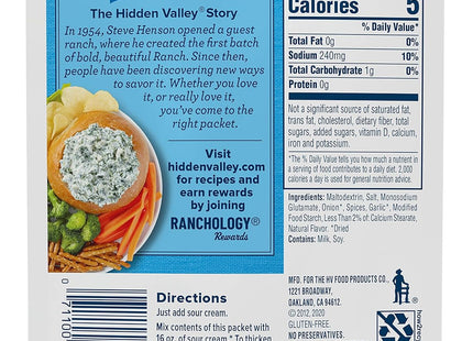 Hidden Valley, Original Ranch Dressing And Seasoning, Dip and Salad Mix, Gluten Free, 1 Ounce (Pack Of 2)