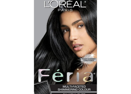 L'Oreal Paris Feria, Multi-Faceted Shimmering Color, with 3X the highlights, Permanent Hair-Color 20 Black, Leather Natural Black, (Pack Of 4)