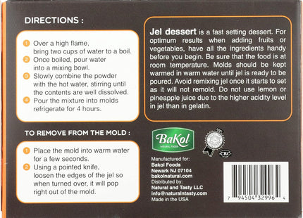 Bakol Jel Dessert, All Natural Vegan Dessert Mix, Kosher, No Artificial Sweeteners Flavors or Colors, Orange Flavor 3 Ounce (Pack Of 12)