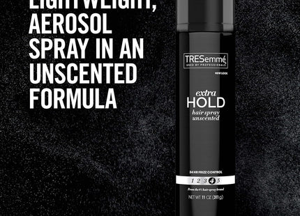 TRESemme TRES Two Extra Hold, 24-Hour Frizz Control, Aerosol Hair Spray, Unscented, 11 Ounce (Pack Of 12)