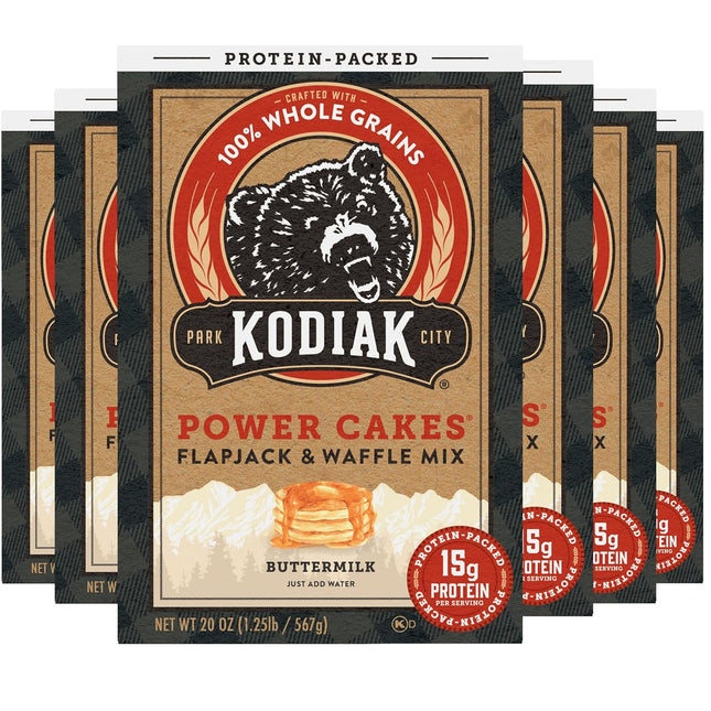 Kodiak Cakes Buttermilk Pancake and Waffle Mix Power Cakes, Flapjack and Waffle Baking Mix, Dark Chocolate, 20 Ounces (Pack Of 6)