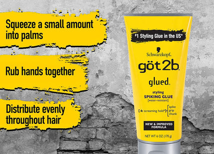 Got2b Original Glued Styling Spiking Hair Gel, Water Resistant, Travel Size, 1.25 Ounce (Pack Of 3)