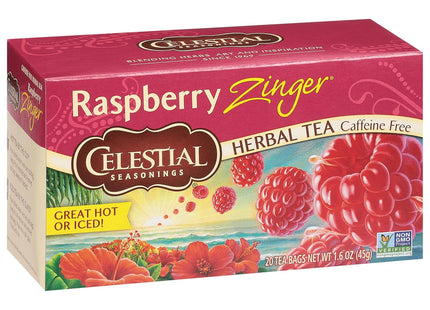 Celestial Seasonings Raspberry Zinger Naturally Caffeine-Free Herbal Tea, 20 Count (Pack Of 2)