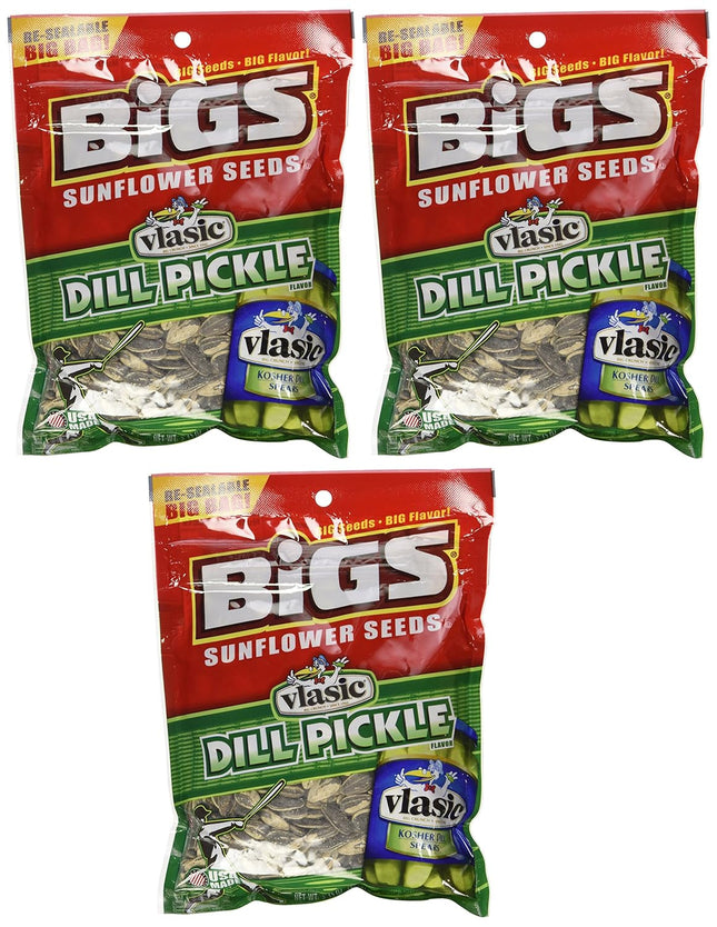 BIGS Vlasic Dill Pickle, Sunflower Seeds, Flavored, Keto Friendly Snack, Low Carb Lifestyle, 5.35 ounce (Pack Of 3)