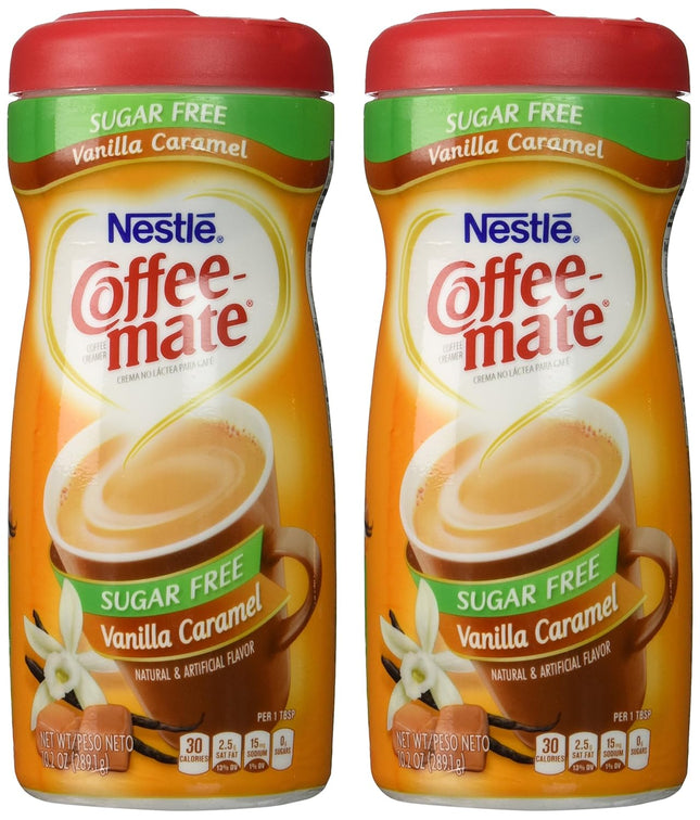 Nestle Coffee mate. Vanilla Caramel, Sugar Free, Coffee Creamer Powder, Non-dairy, Lactose Free, 10.2 Ounce (Pack Of 2)