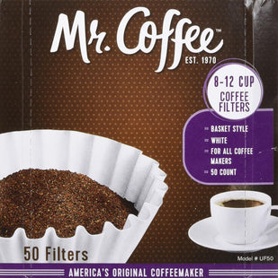 Mr. Coffee White Paper Coffee Basket Filters 8-12 Cup White Paper, 8-inch, 50 Filters (Pack Of 2)