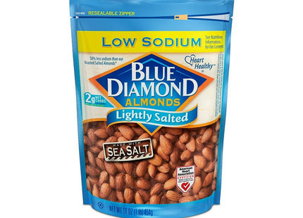 Blue Diamond Almonds, Low Sodium, Lightly Salted, Snack Nuts, Resealable Bag, 16 Ounce (Pack Of 24)