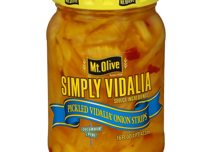 Mt. Olive Simply Vidalia Pickled Onion Strips, No Artificial Color, Kosher, 16 Ounce (Pack Of 4)