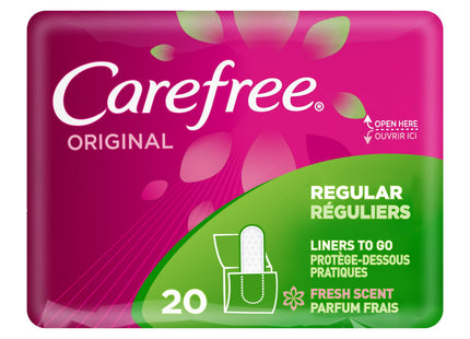 Carefree Original Regular To Go Pantiliners, Wrapped, Fresh Scent 20 Count (Pack Of 2)