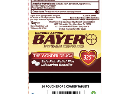 Genuine Bayer Aspirin Pain Reliever Fever Reducer 325mg Coated Tablets 24 Ct (Pack Of 12)