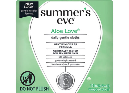 Summer’s Eve Aloe Love, Cleansing Cloths, Gentle Daily Feminine Wipes Removes, 16 Count (Pack Of 1)