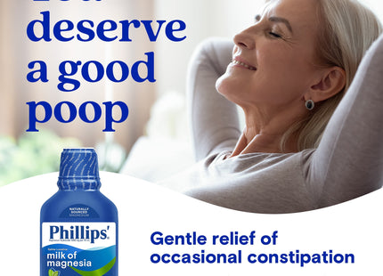 Phillips Milk of Magnesia, Gentle Relief Liquid Magnesium Laxative, Fresh Mint, 12 Ounce (Pack Of 3)