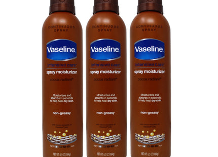 Vaseline Intensive Care Radiant Moisturizer Non Greasy Spray Body Lotion, Cocoa, 6.5 fl oz (Pack Of 8)