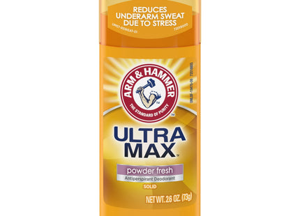 Arm & Hammer Ultra-Max Solid Anti-Perspirant Deodorant, Powder Fresh, 2.6 Ounce (Pack Of 6)