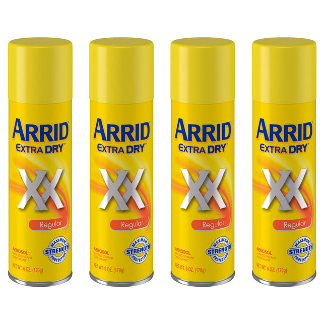 Arrid XX Extra Dry, Antiperspirant Deodorant, Regular, Aerosol Spray, 6 Ounce (Pack Of 4)