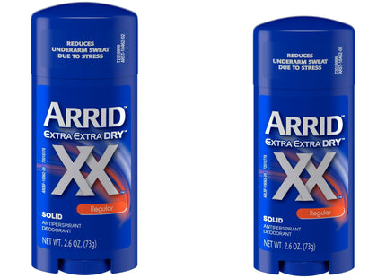 Arrid XX Extra Extra Dry, Maximum Strength, Antiperspirant Deodorant Stick, Solid Regular, 2.6 Ounce (Pack Of 2)