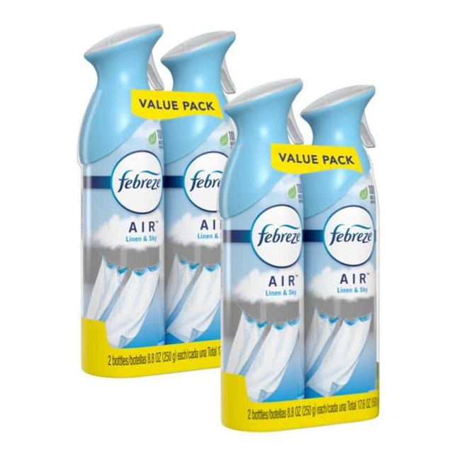 Febreze Air Freshener, Handheld Aerosol, Odor-Eliminating, Odor Spray, Linen & Sky Scent, 8.8 Ounce (Pack Of 4)