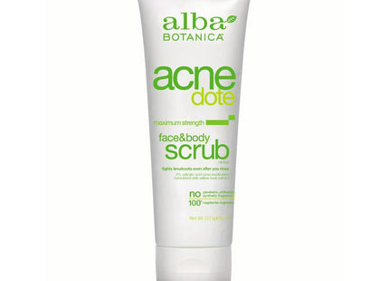 Alba Botanica Natural Acnedote Maximum Strength Face & Body Scrub Cream, Unscented 8 Ounce (Pack Of 4)